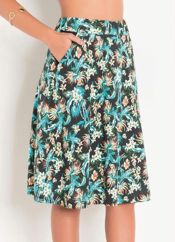 Outlet - Saia Evasê com Bolso Estampada Moda Evangélica 6