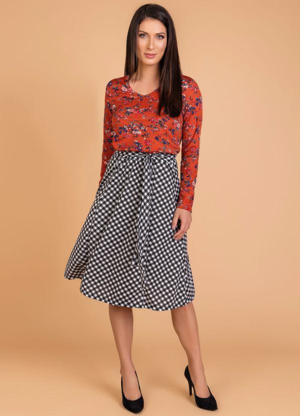 Rosalie - Saia Evasê com Faixa Xadrez Moda Evangélica 3