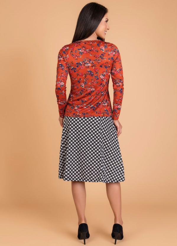 Rosalie - Saia Evasê com Faixa Xadrez Moda Evangélica 5