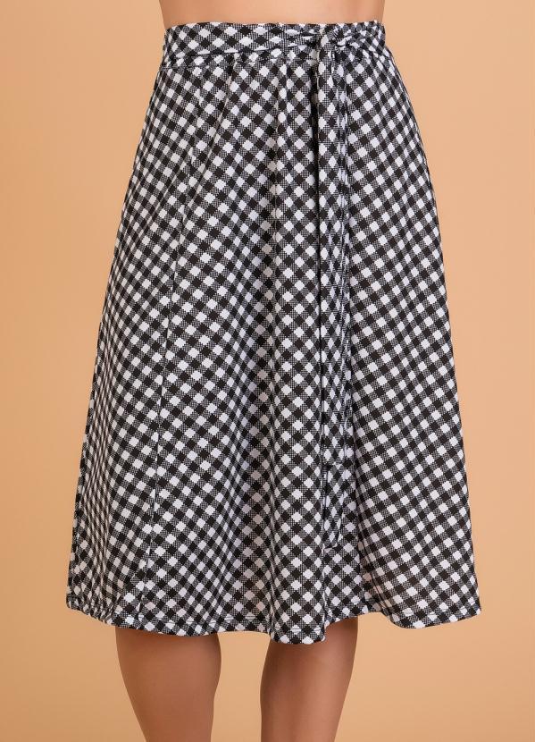 Rosalie - Saia Evasê com Faixa Xadrez Moda Evangélica 6