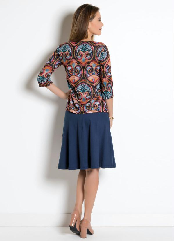 Outlet - Saia Evasê em Meia Malha Marinho Moda Evangélica 4