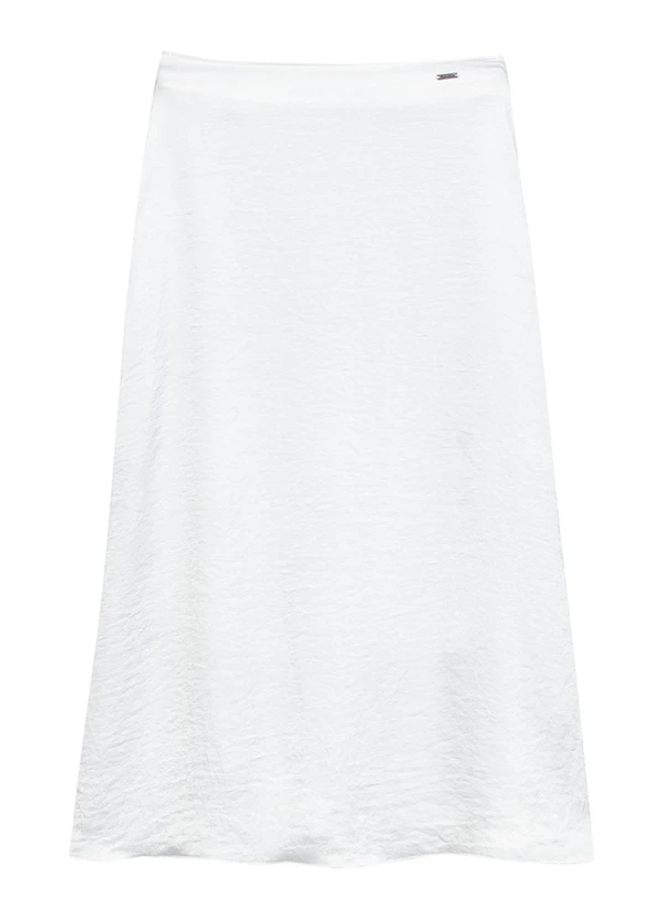 Marialícia - Saia Feminina Acetinada Branco