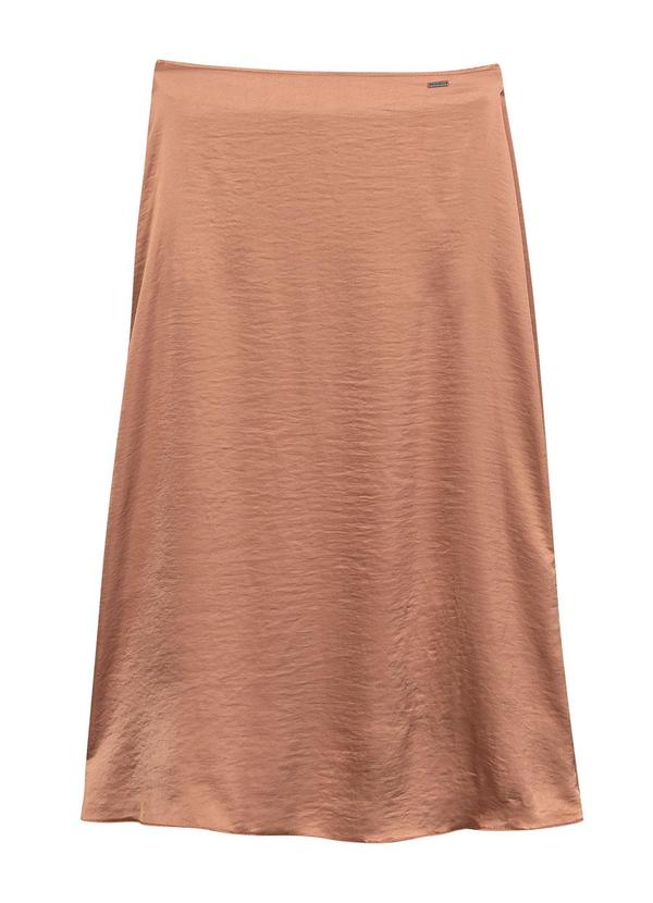 Marialícia - Saia Feminina Acetinada Marrom