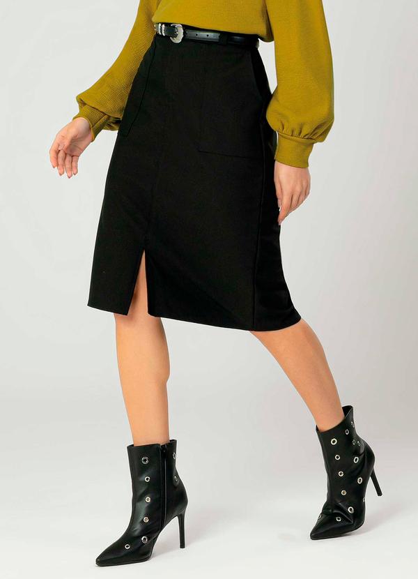 Gris - Saia Feminina Adulta com Abertura Preto 2