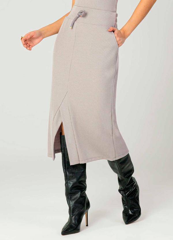 Gris - Saia Feminina Adulta Conforto Cinza