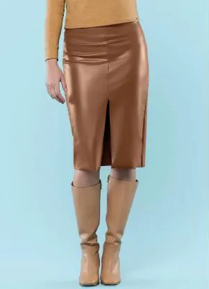 Marialícia - Saia Feminina Adulto Marrom - MARIALÍCIA