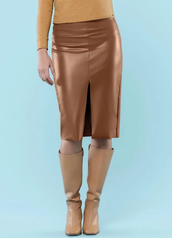 Marialícia - Saia Feminina Adulto Marrom