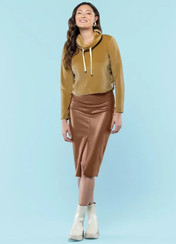 Marialícia - Saia Feminina Adulto Marrom 2