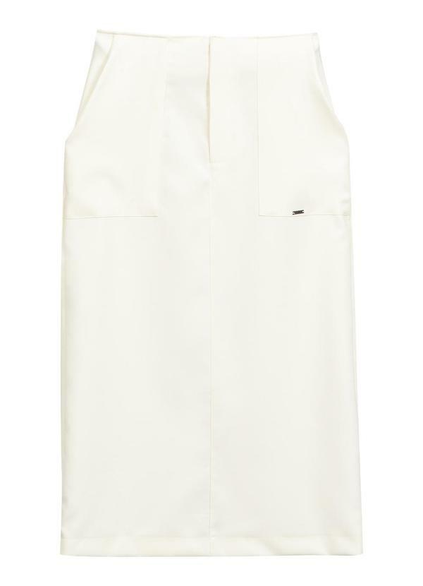 Marialícia - Saia Feminina Alfaiataria Bege 4