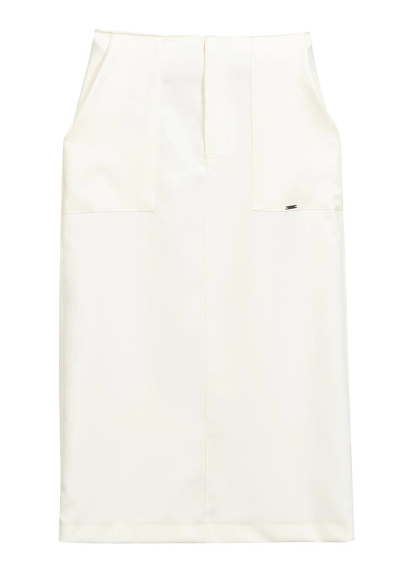 Marialícia - Saia Feminina Alfaiataria Bege 4