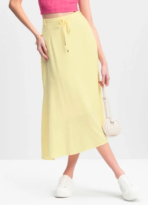 Essendi - Saia Feminina em Viscolinho Amarelo - ESSENDI