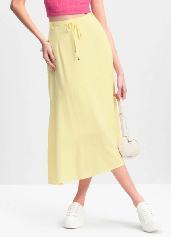 Essendi Saia Feminina em Viscolinho Amarelo