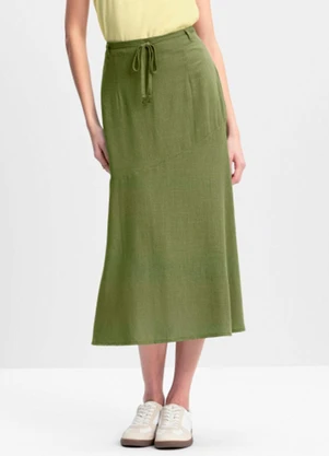 Essendi - Saia Feminina em Viscolinho Verde - ESSENDI