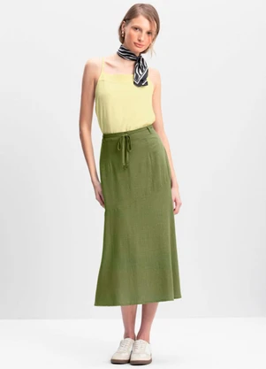 Essendi - Saia Feminina em Viscolinho Verde - ESSENDI