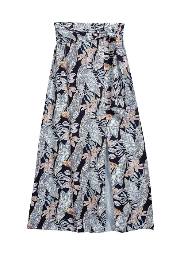 Marialícia - Saia Feminina Estampada Azul