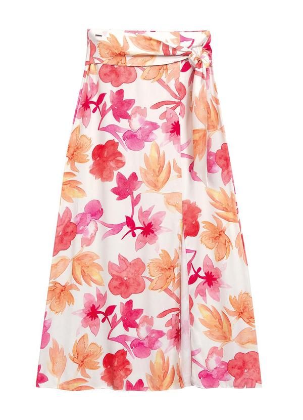 Marialícia - Saia Feminina Estampada Bege 4