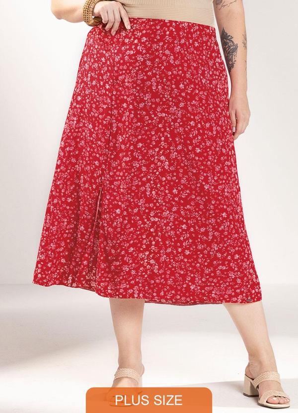 Marialícia - Saia Feminina Floral Miudo Rosa