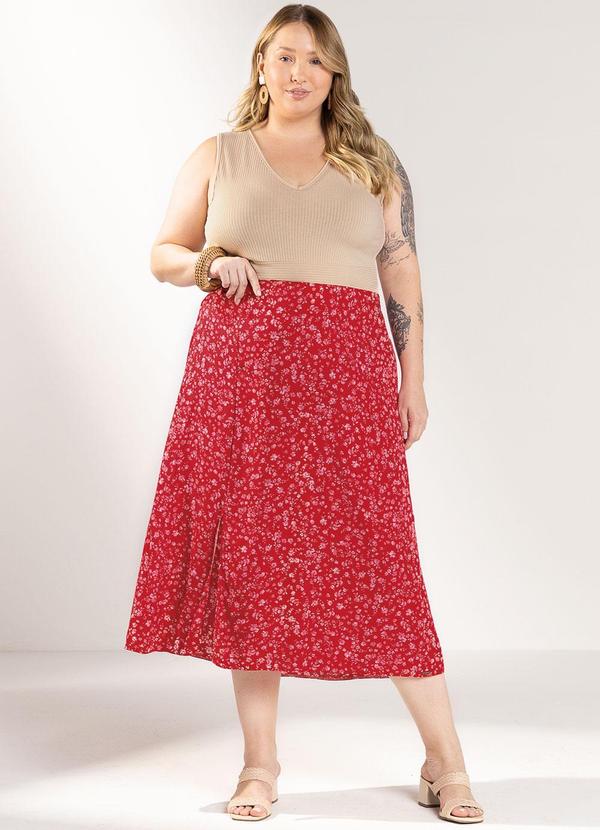 Marialícia - Saia Feminina Floral Miudo Rosa 2