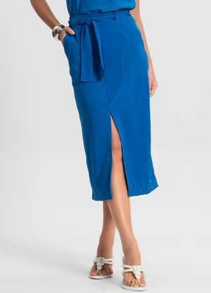 Endless - Saia Feminina Midi Azul - ENDLESS