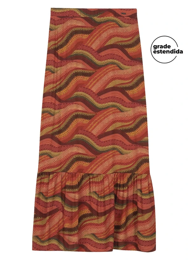 Marialícia - Saia Feminina Midi Babado Abstrata Rosa 4