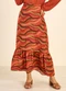 Marialícia - Saia Feminina Midi Babado Abstrata Rosa - variação: Rosa
