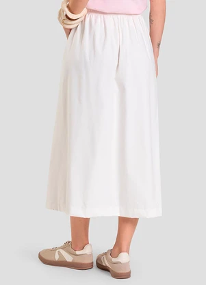Dianna - Saia Feminina Midi com Bolso Sarja Onix Bege - DIANNA