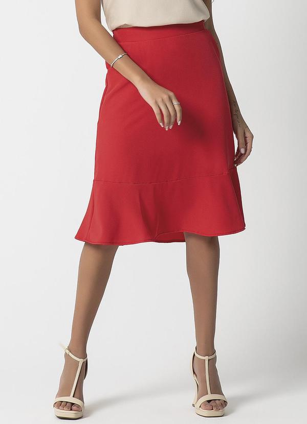Habana - Saia Feminina Midi com Bolso Vermelho
