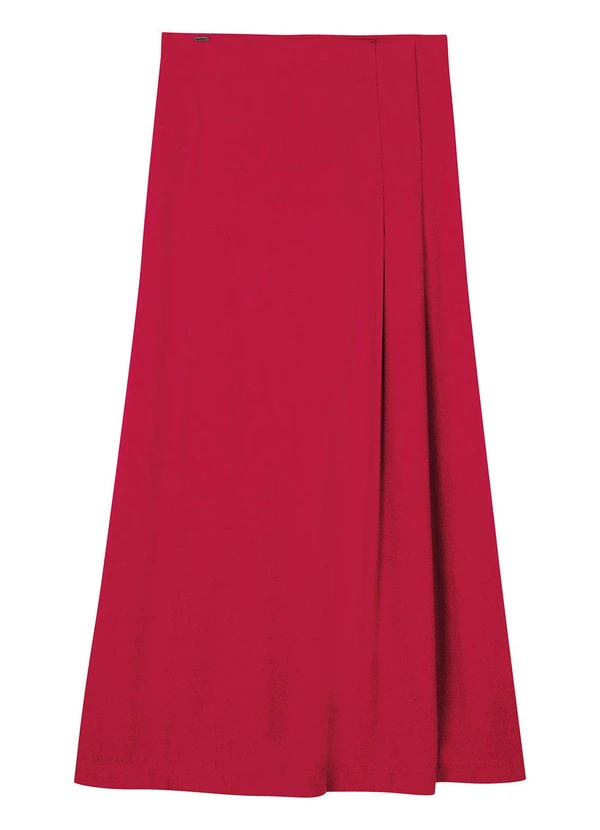 Marialícia - Saia Feminina Midi com Pregas Vermelho 3