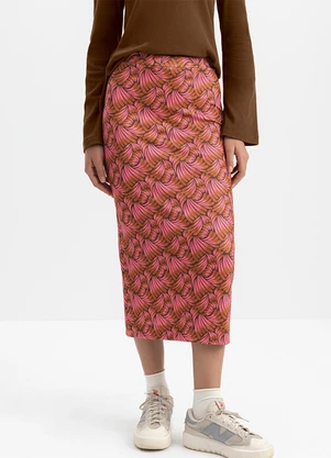 Essendi - Saia Feminina Midi em Cotton Marrom - ESSENDI