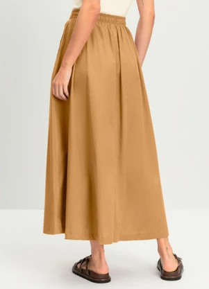Essendi - Saia Feminina Midi em Viscose Marrom - ESSENDI