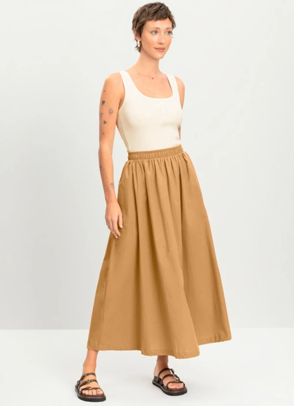 Essendi - Saia Feminina Midi em Viscose Marrom 3