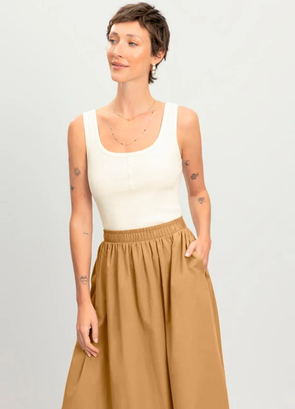 Essendi - Saia Feminina Midi em Viscose Marrom 5