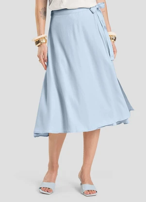 Dianna - Saia Feminina Midi Envelope Azul - DIANNA
