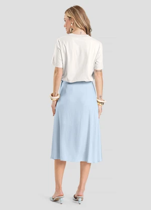 Dianna - Saia Feminina Midi Envelope Azul - DIANNA