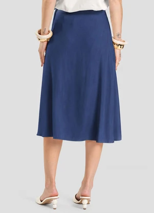 Dianna - Saia Feminina Midi Envelope Azul - DIANNA