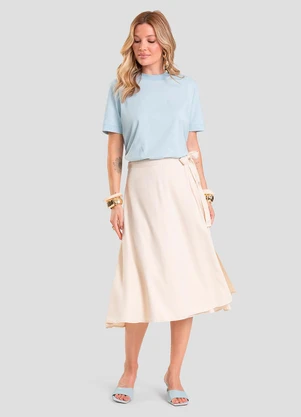 Dianna - Saia Feminina Midi Envelope Bege - DIANNA