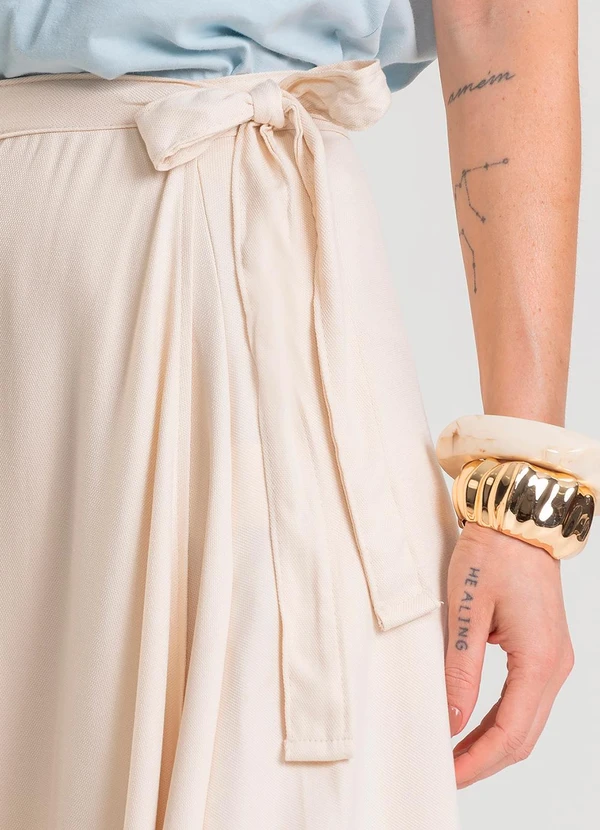 Dianna - Saia Feminina Midi Envelope Bege 3