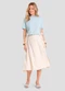 Dianna - Saia Feminina Midi Envelope Azul - variação: Bege