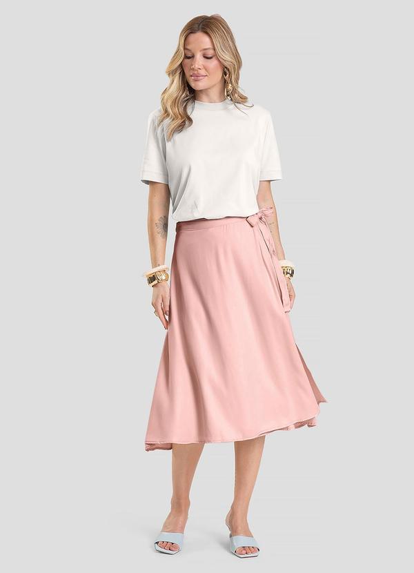 Dianna - Saia Feminina Midi Envelope Rosa