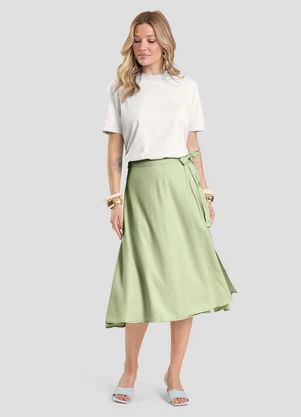 Dianna - Saia Feminina Midi Envelope Verde - DIANNA