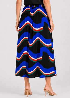 Infinita Cor - Saia Feminina Midi Estampado Preto - INFINITA COR