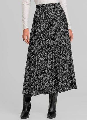 Dianna - Saia Feminina Midi Evase Cinza - DIANNA