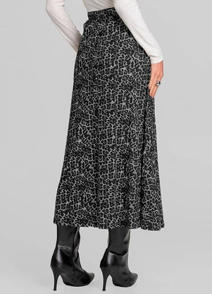 Dianna - Saia Feminina Midi Evase Cinza - DIANNA