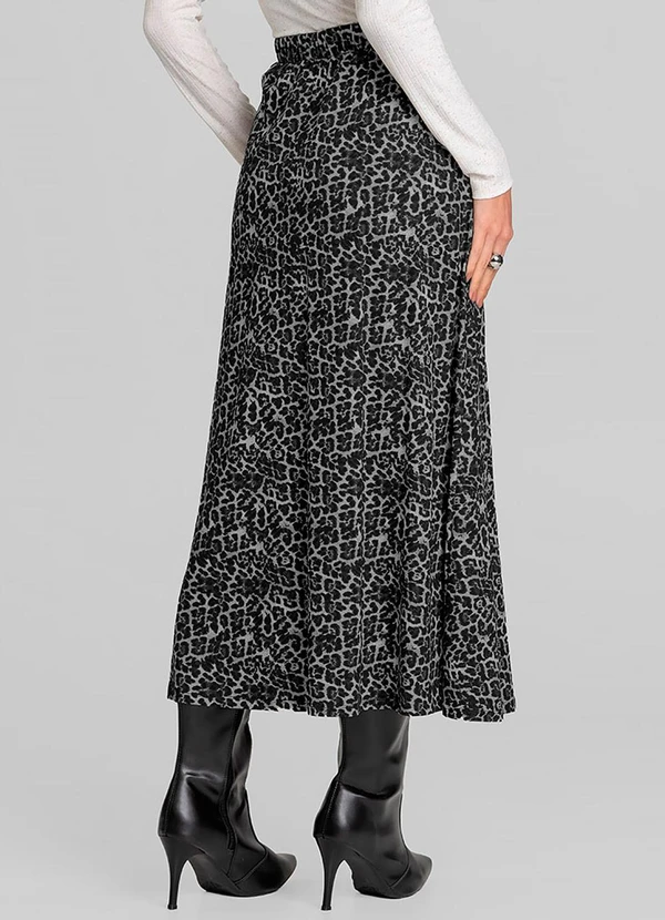 Dianna - Saia Feminina Midi Evase Cinza 2