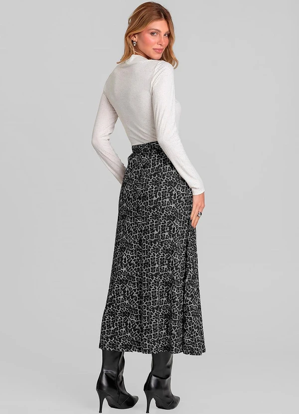 Dianna - Saia Feminina Midi Evase Cinza 4