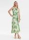 Endless - Saia Feminina Midi Evasê Linho Estampada Verde - variação: Verde
