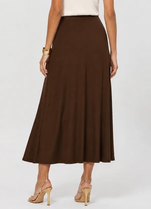 Dianna - Saia Feminina Midi Evase Marrom - DIANNA