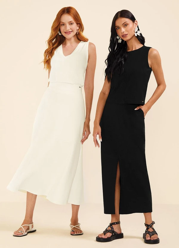 Marialícia - Saia Feminina Midi Evasê Moletom Bege 4