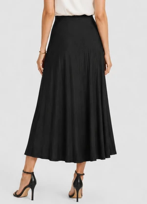 Dianna - Saia Feminina Midi Evase Preto - DIANNA