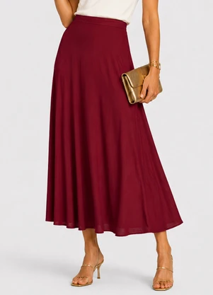 Dianna - Saia Feminina Midi Evase Vermelho - DIANNA